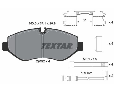 Brake Pad Set, disc brake 2919202 Textar, Image 3