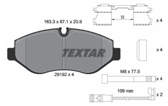 Brake Pad Set, disc brake 2919202 Textar, Image 3
