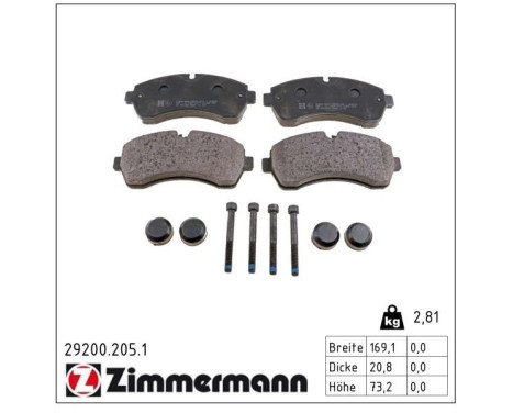 Brake Pad Set, disc brake 29200.205.1 Zimmermann, Image 2