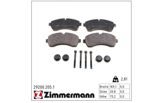 Brake Pad Set, disc brake 29200.205.1 Zimmermann, Image 2