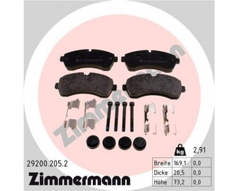 Brake Pad Set, disc brake 29200.205.2 Zimmermann, Image 2