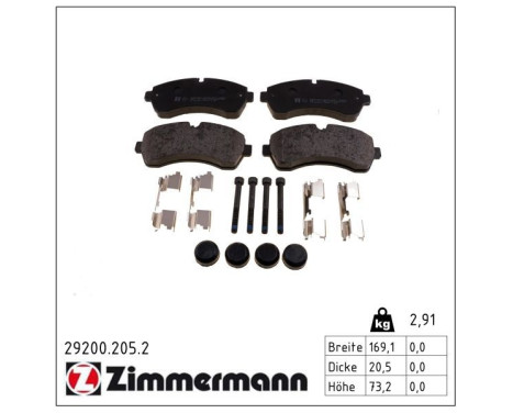 Brake Pad Set, disc brake 29200.205.2 Zimmermann, Image 2