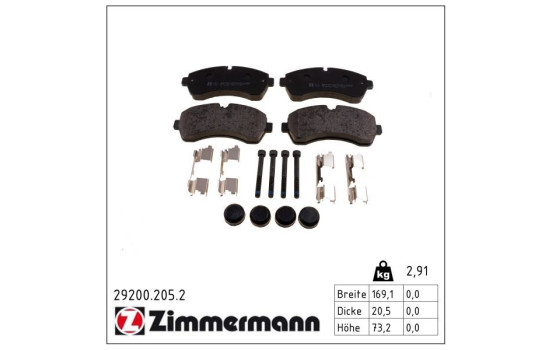 Brake Pad Set, disc brake 29200.205.2 Zimmermann, Image 2