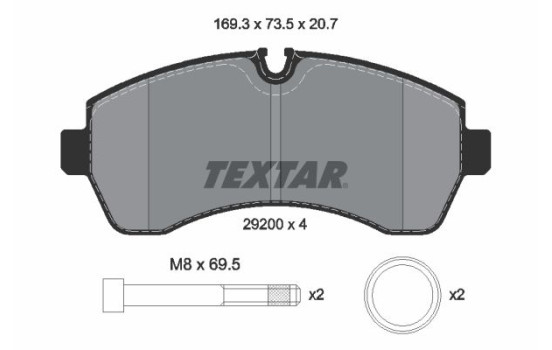 Brake pad set, disc brake 2920006 Textar