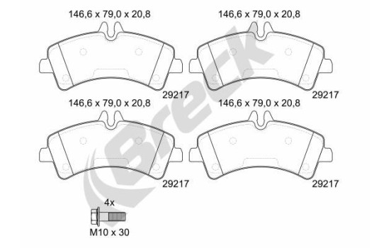 Brake pad set, disc brake 29217 00 703 00 Breck