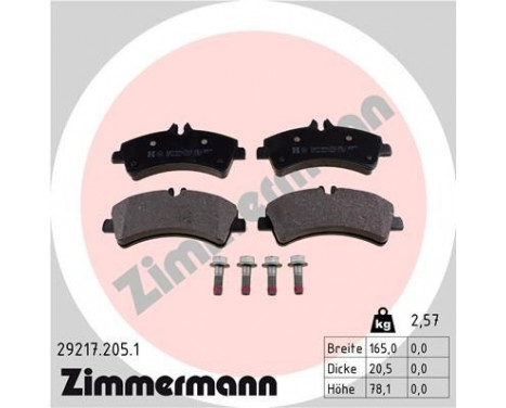 Brake Pad Set, disc brake 29217.205.1 Zimmermann, Image 2