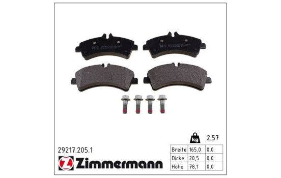 Brake Pad Set, disc brake 29217.205.1 Zimmermann, Image 2