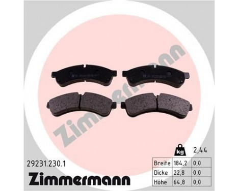 Brake Pad Set, disc brake 29231.230.1 Zimmermann, Image 2