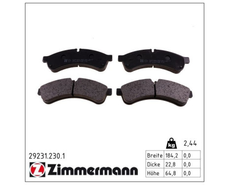 Brake Pad Set, disc brake 29231.230.1 Zimmermann, Image 2