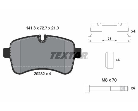Brake pad set, disc brake 2923201 Textar