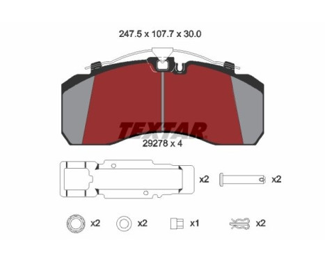 Brake pad set, disc brake 2927801 Textar
