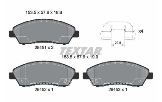Brake pad set, disc brake 2945101 Textar