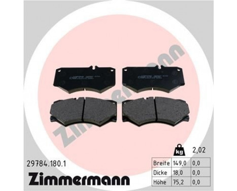 Brake Pad Set, disc brake 29784.180.1 Zimmermann, Image 2