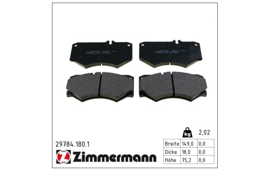Brake Pad Set, disc brake 29784.180.1 Zimmermann, Image 2
