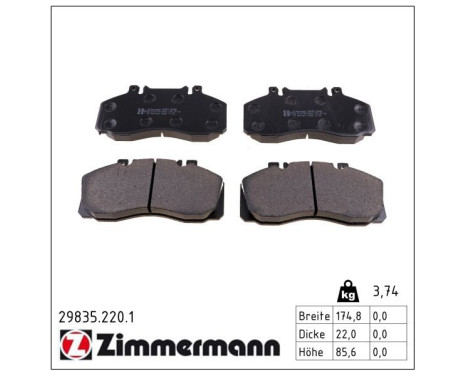Brake Pad Set, disc brake 29835.220.1 Zimmermann, Image 2