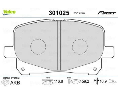 Brake pad set, disc brake 301025 Valeo