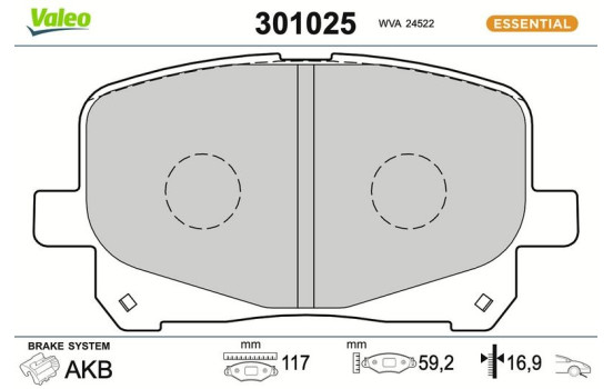 Brake pad set, disc brake 301025 Valeo