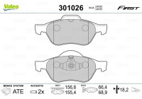 Brake pad set, disc brake 301026 Valeo
