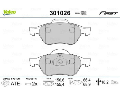 Brake pad set, disc brake 301026 Valeo