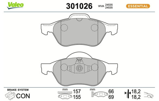 Brake pad set, disc brake 301026 Valeo