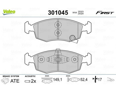 Brake pad set, disc brake 301045 Valeo