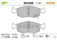 Brake pad set, disc brake 301045 Valeo