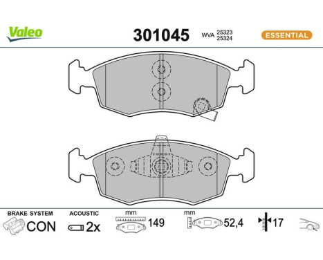 Brake pad set, disc brake 301045 Valeo