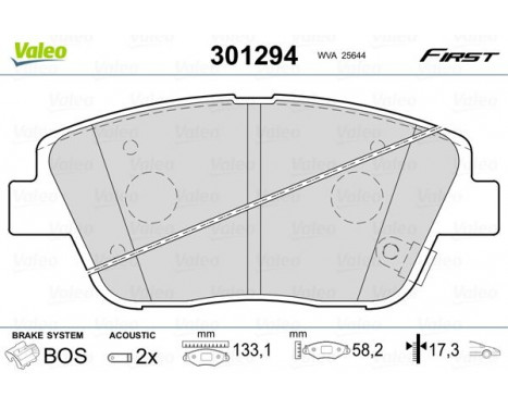 Brake pad set, disc brake 301294 Valeo