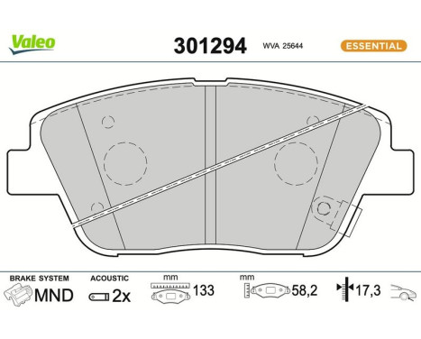 Brake pad set, disc brake 301294 Valeo