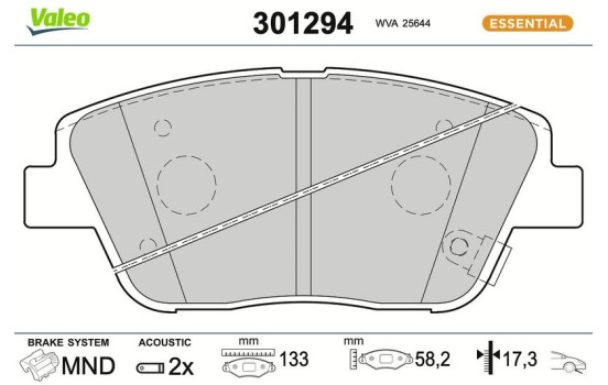 Brake pad set, disc brake 301294 Valeo