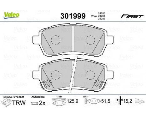 Brake pad set, disc brake 301999 Valeo