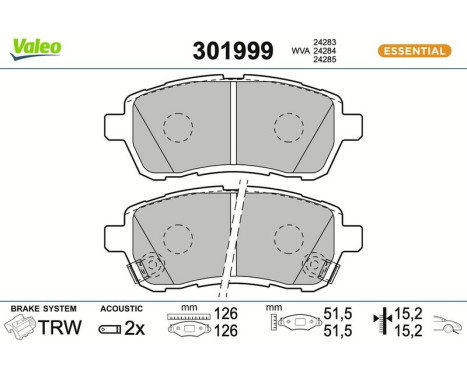 Brake pad set, disc brake 301999 Valeo