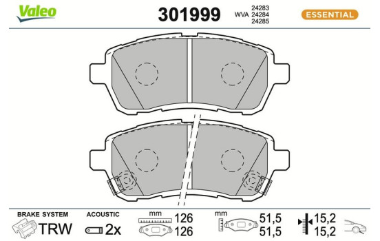 Brake pad set, disc brake 301999 Valeo