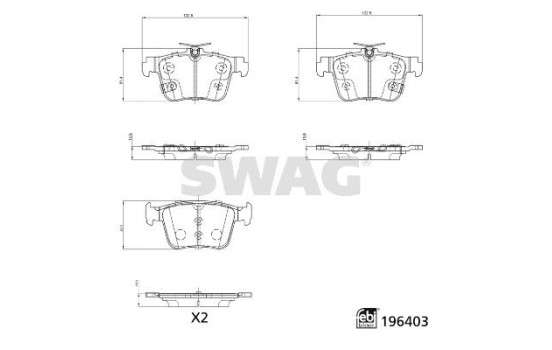 Brake pad set, disc brake 33112157 Swag, Image 2