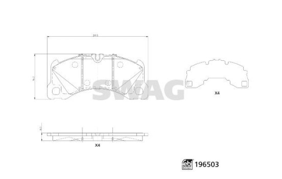 Brake pad set, disc brake 33112195 Swag