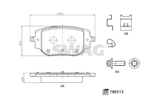 Brake pad set, disc brake 33112200 Swag