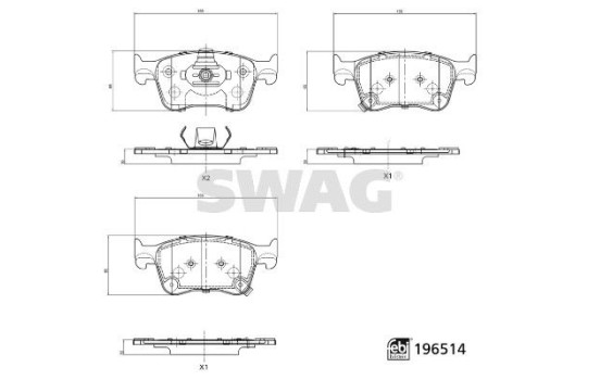 Brake pad set, disc brake 33112201 Swag