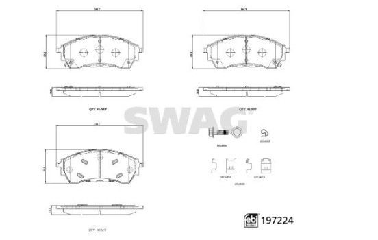 Brake pad set, disc brake 33112511 Swag
