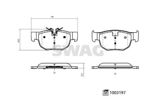 Brake pad set, disc brake 33114319 Swag