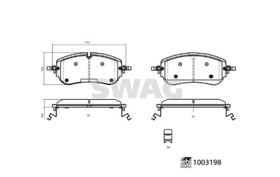 Brake pad set, disc brake 33114320 Swag