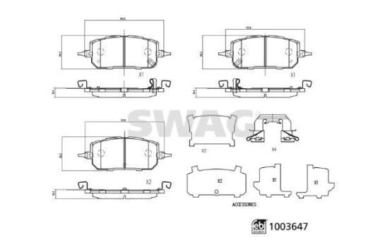 Brake pad set, disc brake 33114456 Swag