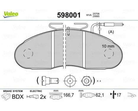 Brake Pad Set, disc brake 598001 Valeo, Image 2