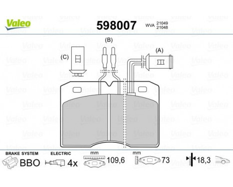 Brake Pad Set, disc brake 598007 Valeo, Image 2