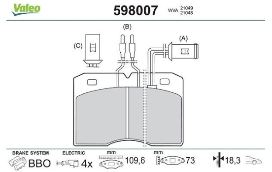 Brake Pad Set, disc brake 598007 Valeo