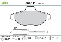 Brake Pad Set, disc brake 598011 Valeo