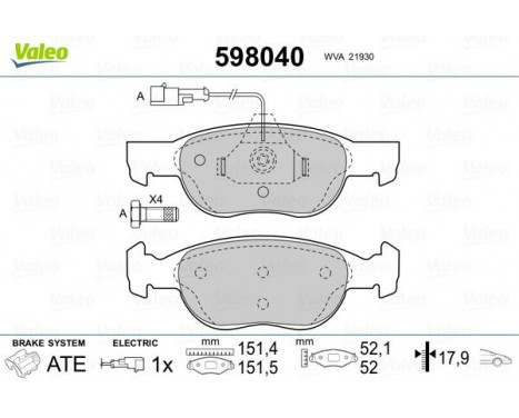 Brake Pad Set, disc brake 598040 Valeo, Image 2