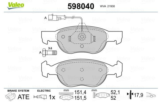 Brake Pad Set, disc brake 598040 Valeo, Image 2