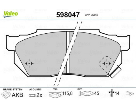 Brake Pad Set, disc brake 598047 Valeo, Image 2