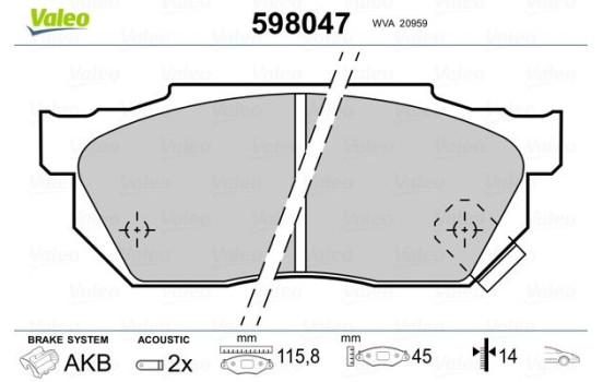 Brake Pad Set, disc brake 598047 Valeo, Image 2