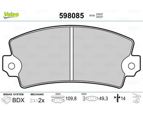 Brake Pad Set, disc brake 598085 Valeo, Image 2